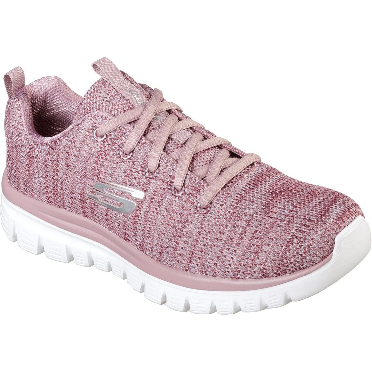 Skechers Graceful Twisted Fortune MVE Mauve Womens trainers in a Plain Textile in Size 3